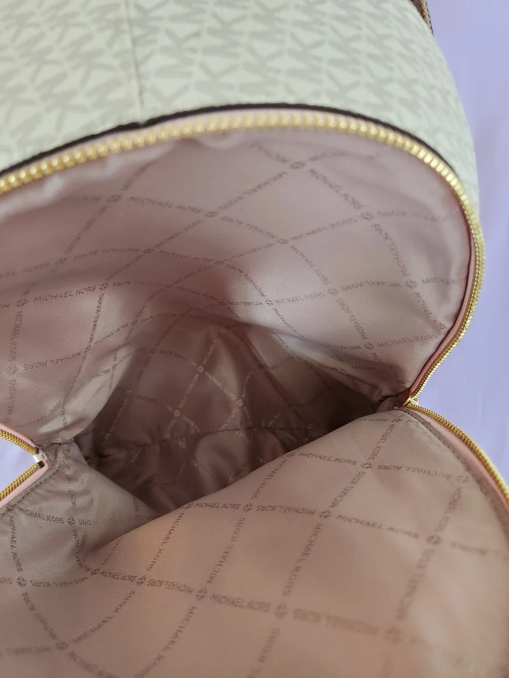 Michael Kors Pink MK Logo Backpack with Gold Hardware